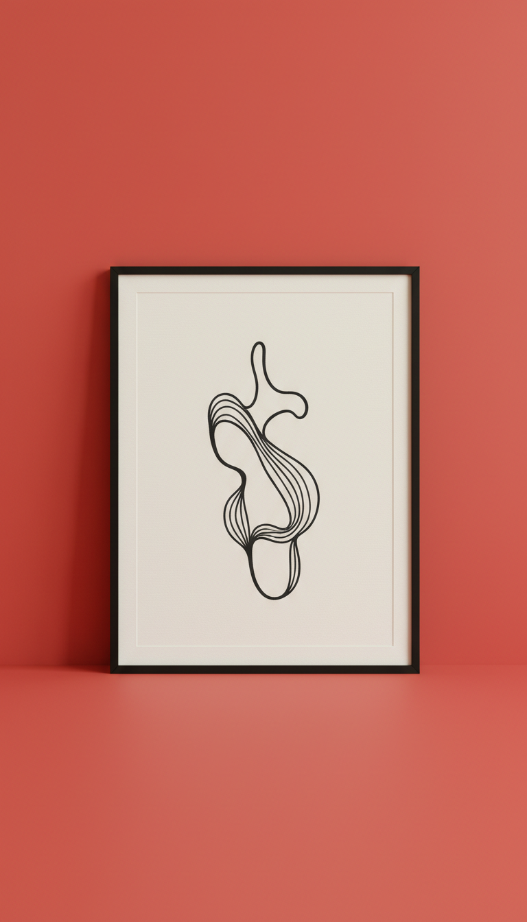 Charcoal Minimal Linework Art Print